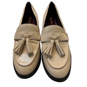 Franco Sarto Cream Tassel Loafers, Slip On Dress Shoes, Classic Women's Footwear